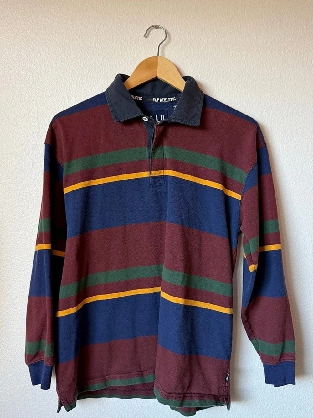 Vintage 2001 Gap Athletic Striped Long Sleeve Rugby Shirt Kids XXL/Mens XS